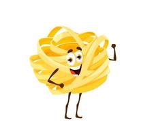 Cartoon fettuccine pasta character comical cuisine vector