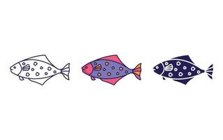 Halibut Fish vector icon