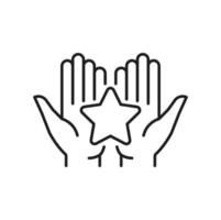 Star in hand, review icon, customer experience vector