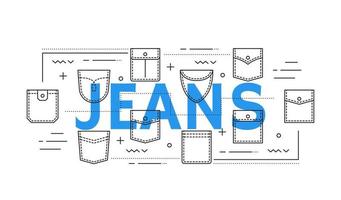 Jeans denim and jacket pockets of pants or shirt vector