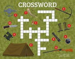 Crossword grid with hunting equipment and weapon vector