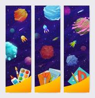 Back to school banner with space landscape vector