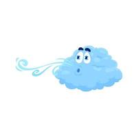 Cartoon wind weather character, mischievous cloud vector