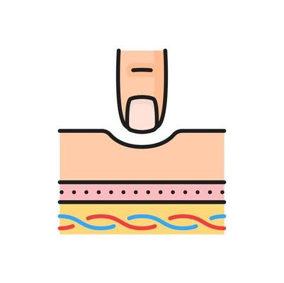 Finger on skin with edema or swelling body icon