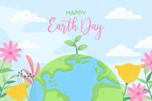 Happy Earth Day poster or banner with illustration of natural landscape vector