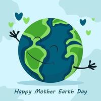 Happy Earth Day. Planet Earth Cartoon Character Smiling. Vector illustration.