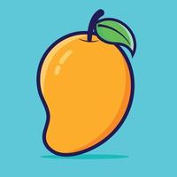 Mango vector, mango cartoon illustration, mango vector sticker, mango vector with green leaf