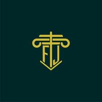 FJ initial monogram logo design for law firm with pillar vector image