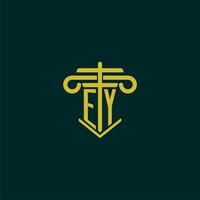 EY initial monogram logo design for law firm with pillar vector image