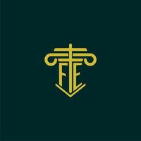 FE initial monogram logo design for law firm with pillar vector image