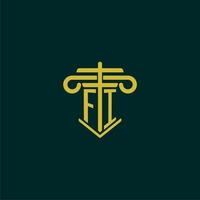 FI initial monogram logo design for law firm with pillar vector image