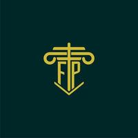 FP initial monogram logo design for law firm with pillar vector image