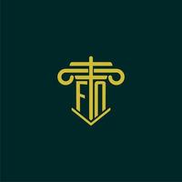 FN initial monogram logo design for law firm with pillar vector image