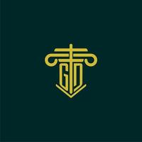 GD initial monogram logo design for law firm with pillar vector image