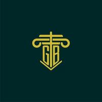 GB initial monogram logo design for law firm with pillar vector image