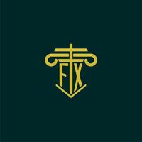 FX initial monogram logo design for law firm with pillar vector image