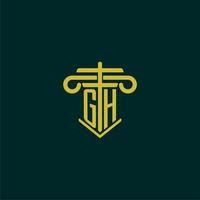 GH initial monogram logo design for law firm with pillar vector image