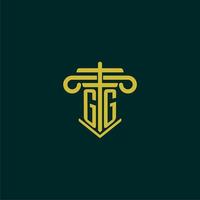 GG initial monogram logo design for law firm with pillar vector image