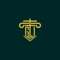 GJ initial monogram logo design for law firm with pillar vector image