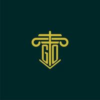 GO initial monogram logo design for law firm with pillar vector image
