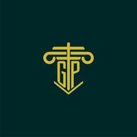 GP initial monogram logo design for law firm with pillar vector image