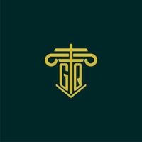 GQ initial monogram logo design for law firm with pillar vector image