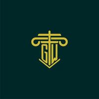 GW initial monogram logo design for law firm with pillar vector image