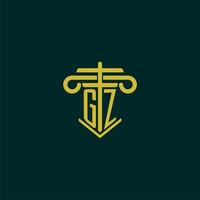 GZ initial monogram logo design for law firm with pillar vector image