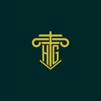 HG initial monogram logo design for law firm with pillar vector image