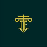 IE initial monogram logo design for law firm with pillar vector image