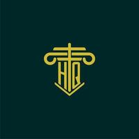 HQ initial monogram logo design for law firm with pillar vector image