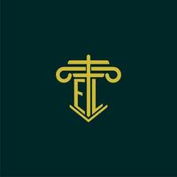 EL initial monogram logo design for law firm with pillar vector image