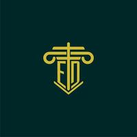 ED initial monogram logo design for law firm with pillar vector image