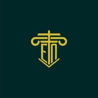 EN initial monogram logo design for law firm with pillar vector image