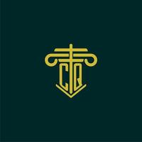 CQ initial monogram logo design for law firm with pillar vector image