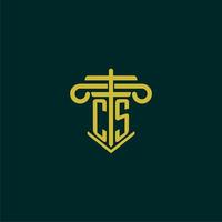 CS initial monogram logo design for law firm with pillar vector image