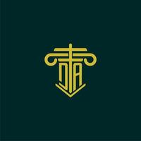 DA initial monogram logo design for law firm with pillar vector image