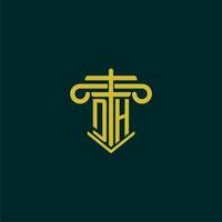 DH initial monogram logo design for law firm with pillar vector image