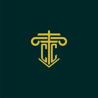 CC initial monogram logo design for law firm with pillar vector image