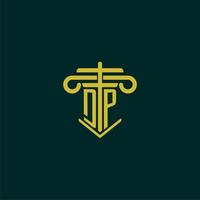 DP initial monogram logo design for law firm with pillar vector image