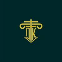DK initial monogram logo design for law firm with pillar vector image