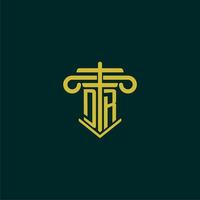 DR initial monogram logo design for law firm with pillar vector image