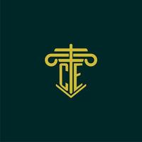 CE initial monogram logo design for law firm with pillar vector image