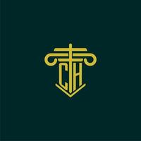 CH initial monogram logo design for law firm with pillar vector image