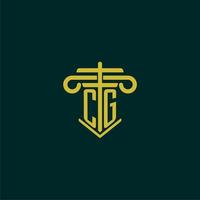 CG initial monogram logo design for law firm with pillar vector image