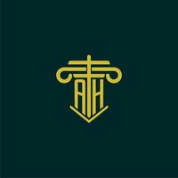 AH initial monogram logo design for law firm with pillar vector image