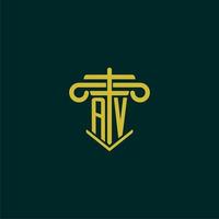 AV initial monogram logo design for law firm with pillar vector image
