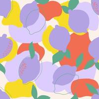 Seamless pattern. Modern wallpaper design. Hand drawn colorful lemons. Suitable for paper, cover, fabric, interior decor, wrapping and more vector