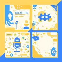 A set of templates for the Ukrainian podcast. The design is suitable for topics such as books, interviews, conversations, art, psychological and others. vector