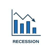 Recession icon. Symbol of stock collapse, recession and losses. Isolated vector illustration